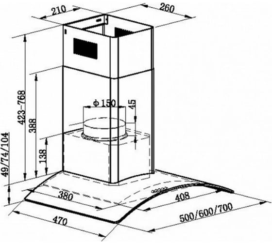 Кухонная вытяжка MAUNFELD ancona plusa 60 нержавеющая сталь\прозрачное стекло Ancona PlusA 60 Inox Glass Transparent