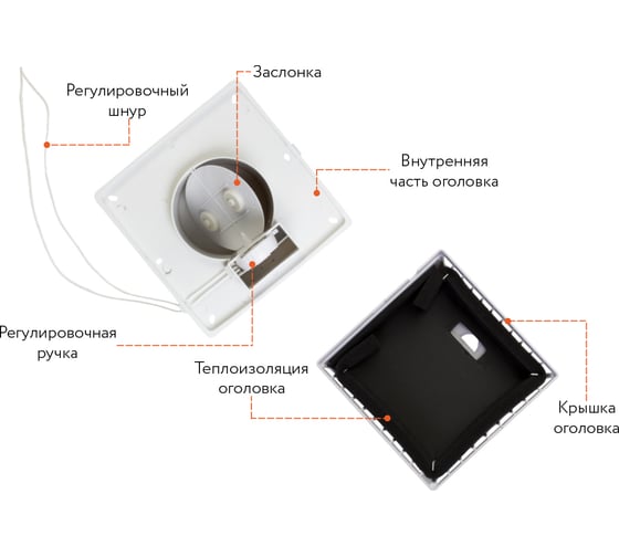 Приточный клапан ARIUS kiv quadro-125 400 мм с теплошумоизоляцией и круглой наружной металлической решеткой 135499