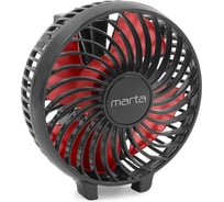 Портативный вентилятор MARTA MT-FN2546 емкость аккумулятора 1800 мА/ч, черный/красный 39935