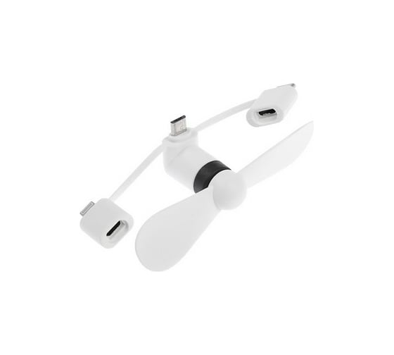 Вентилятор 3 в 1 Luazon LTF-02, разъем micro USB, Lightinhg, Type-C, белый 4487527