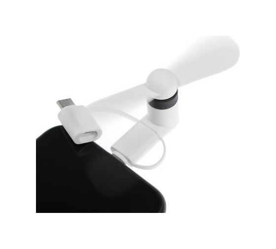 Вентилятор 3 в 1 Luazon LTF-02, разъем micro USB, Lightinhg, Type-C, белый 4487527