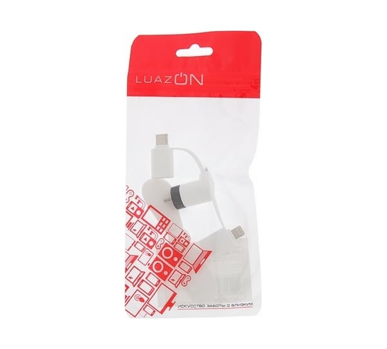 Вентилятор 3 в 1 Luazon LTF-02, разъем micro USB, Lightinhg, Type-C, белый 4487527