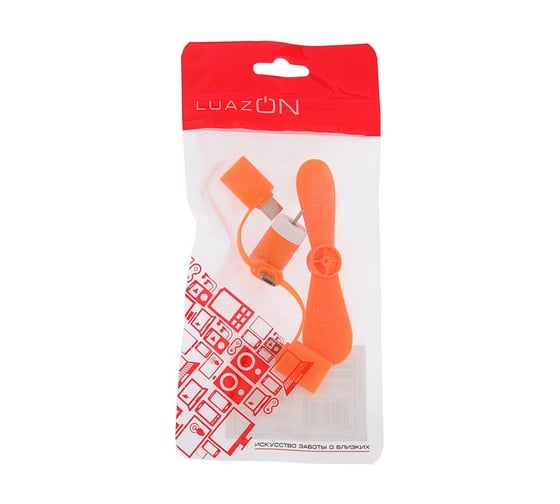 Вентилятор 3 в 1 Luazon LTF-02, разъем micro USB, Lightinhg, Type-C, оранжевый 4487526