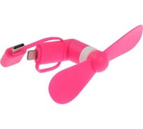 Вентилятор 3 в 1 Luazon LTF-02, разъем micro USB, Lightinhg, Type-C, розовый 4487523