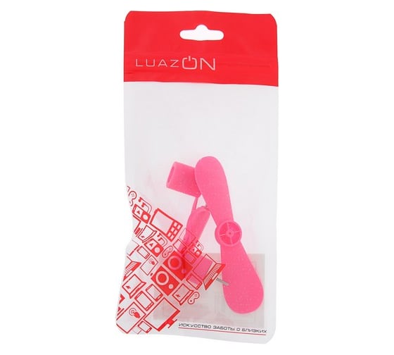 Вентилятор 3 в 1 Luazon LTF-02, разъем micro USB, Lightinhg, Type-C, розовый 4487523