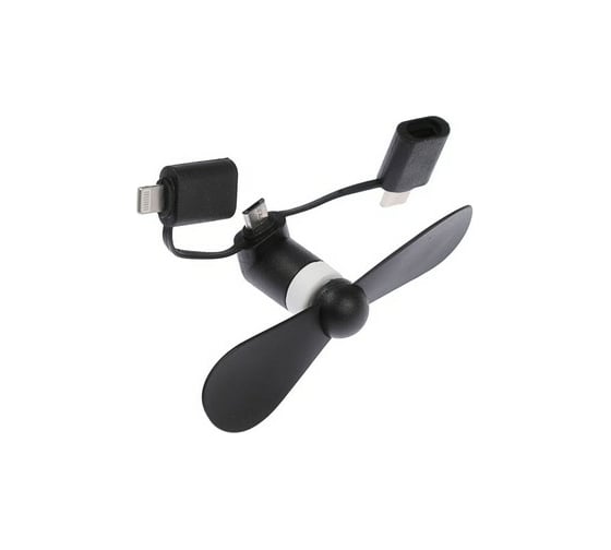 Вентилятор 3 в 1 Luazon LTF-02, разъем micro USB, Lightinhg, Type-C, черный 4487525