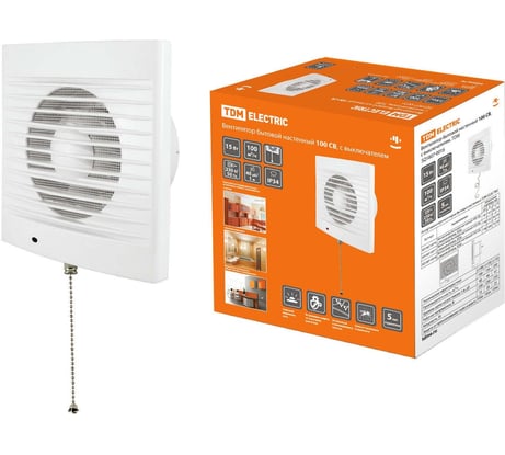 Бытовой настенный вентилятор TDM ELECTRIC 100 СВ, с выключателем, SQ1807-0016