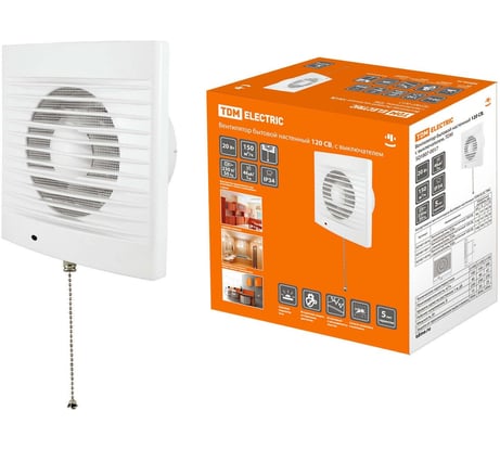 Бытовой настенный вентилятор TDM ELECTRIC 120 СВ, с выключателем, SQ1807-0017