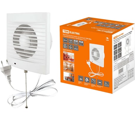 Бытовой настенный вентилятор TDM ELECTRIC 120 СВп, с выключателем и проводом 1,3 м, SQ1807-0014