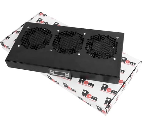 Вентиляторный модуль Rem R-FAN, 230V, 1U, вентиляторов: 3, 129 дБ, чёрный R-FAN-3K-1U-9005