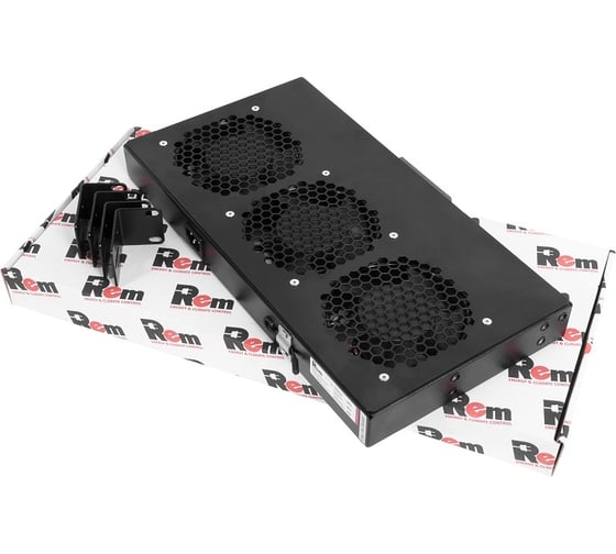 Вентиляторный модуль Rem R-FAN, 230V, 1U, вентиляторов: 3, 129 дБ, чёрный R-FAN-3K-1U-9005