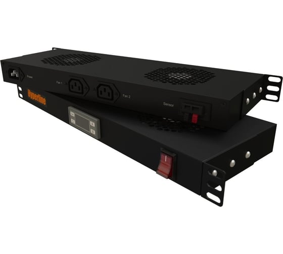 Вентиляторный модуль Hyperline TRFA-MICR-2F-RAL9004, 170 мм, с термостатом и 2-я вентиляторами, 28432
