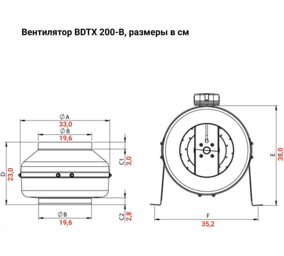Круглый канальный вентилятор BVN BDTX 200-B