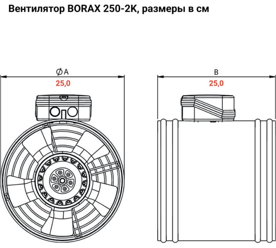 Канальный осевой вентилятор BVN BORAX 250-2К