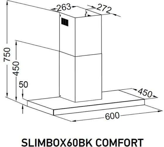 Т-образная пристенная вытяжка MEFERI SLIMBOX60BK COMFORT