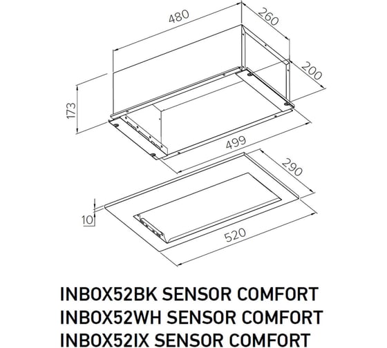 Полновстраиваемая вытяжка MEFERI INBOX52WH SENSOR COMFORT МФ-00000527