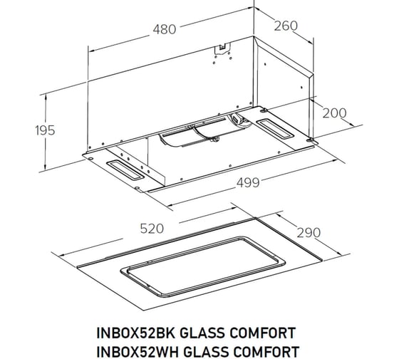 Полновстраиваемая вытяжка MEFERI INBOX52WH GLASS COMFORT МФ-00000530