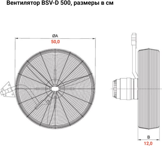 Промышленный настенный вентилятор BVN BSV-D 500