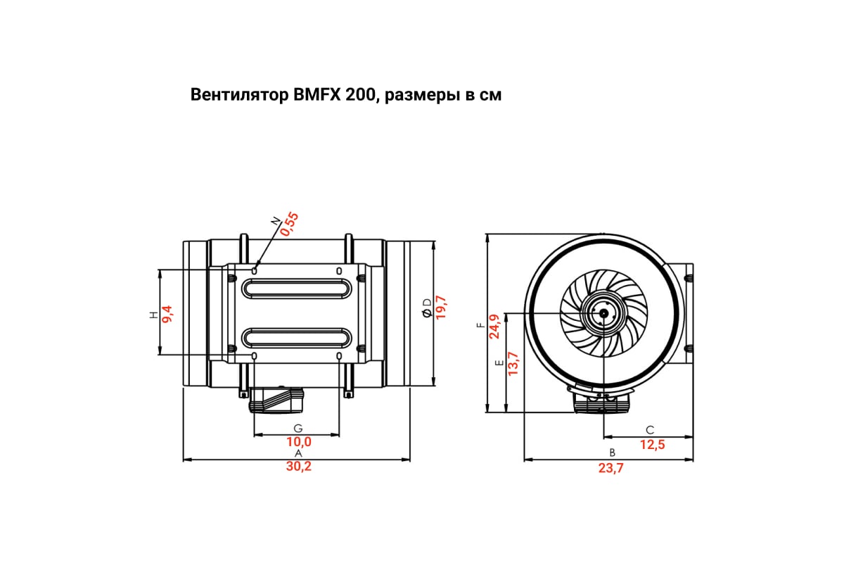 Круглый канальный вентилятор смешанного типа BVN BMFX 200 - выгодная цена,  отзывы, характеристики, фото - купить в Москве и РФ