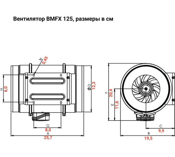 Круглый канальный вентилятор смешанного типа BVN BMFX 125