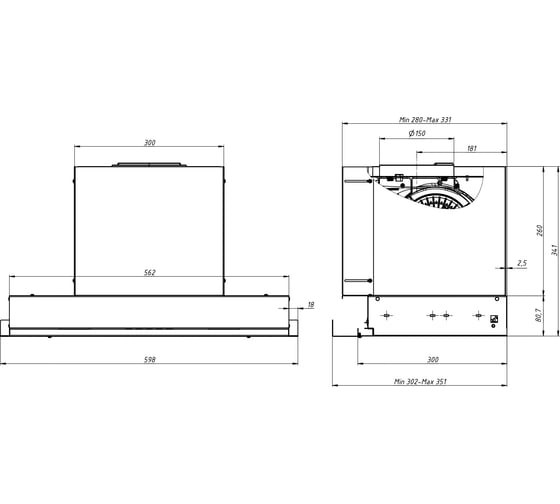Встраиваемая вытяжка ELIKOR Sense Glass 60П-1000, черный/черный 229361