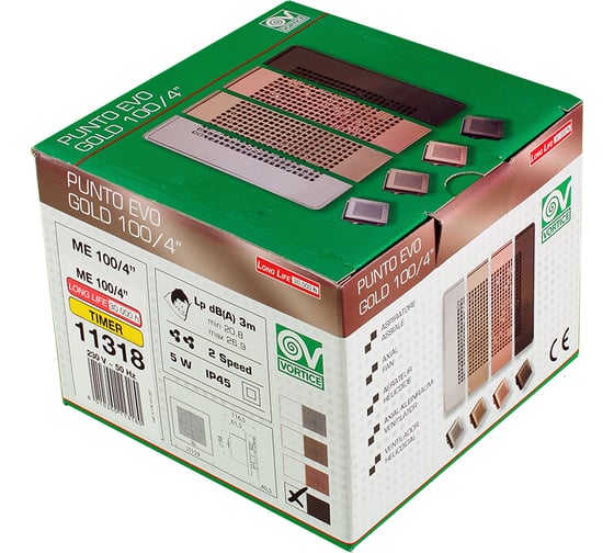 Вытяжной осевой вентилятор Vortice Punto Evo ME 100/4 LL T BLACK GOLD 11318VRT