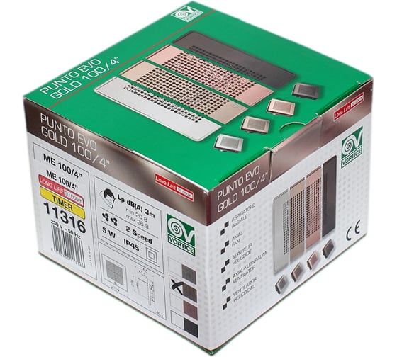 Вытяжной осевой вентилятор Vortice Punto Evo ME 100/4 LL T YELLOW GOLD 11316VRT