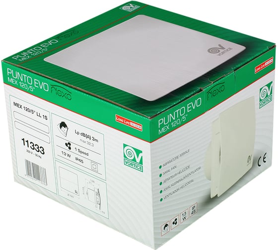 Вытяжной осевой вентилятор Vortice Punto Evo Flexo MEX 120/5 LL 1S 11333VRT