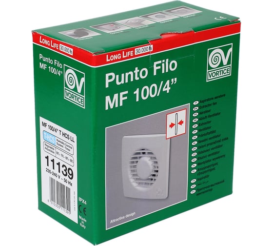 Вытяжной осевой вентилятор Vortice Punto Filo MF 100/4 T HCS LL 11139VRT