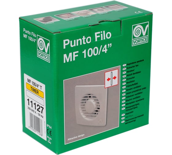 Вытяжной осевой вентилятор Vortice Punto Filo MF 100/4 T 11127VRT