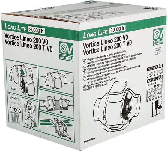 Вентилятор Vortice Lineo 200 V0 17006VRT