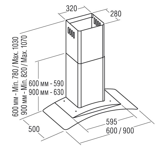 Кухонная вытяжка CATA GAMMA VL3 900 GLASS/D 02008208
