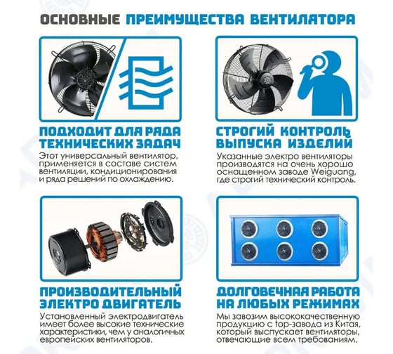 Осевой вентилятор АРКАИМ 250 мм, 220 Вольт. Поток: всасывание. YWF2E-250S-92/25-G