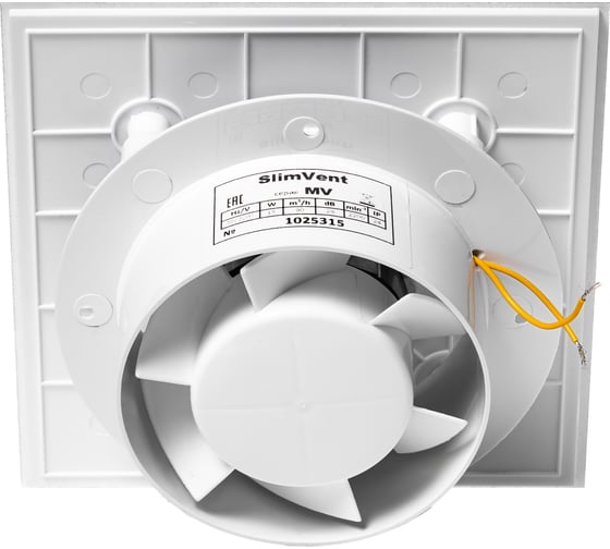 Вытяжной тонкий вентилятор SlimVent МV 100, пластик квадрат белый матовый 96075