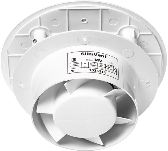 Вытяжной тонкий вентилятор SlimVent МV 100, пластик круг белый матовый 96099