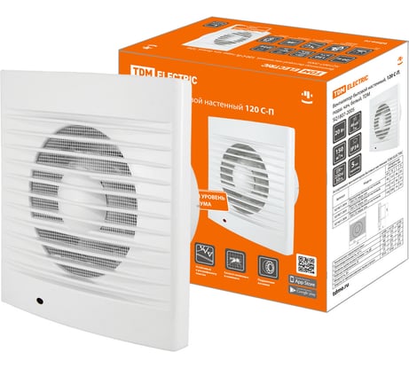 Бытовой настенный вентилятор TDM ELECTRIC 120 С-П, подшипник качения, белый, SQ1807-2005
