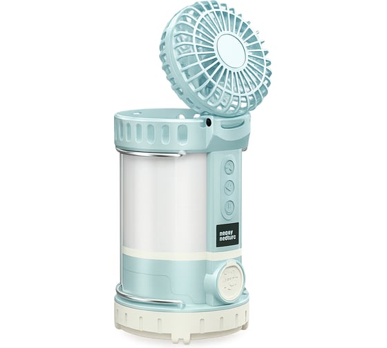 Вентилятор Фарлайт кемпинговый 3 скорости с фонарем 380 лм и светильником 3300 мА*ч голубой FAR000318