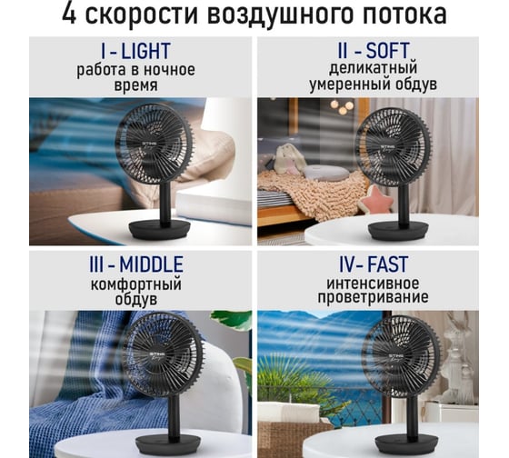 Вентилятор портативный STINGRAY ST-FN4127A черный 42277