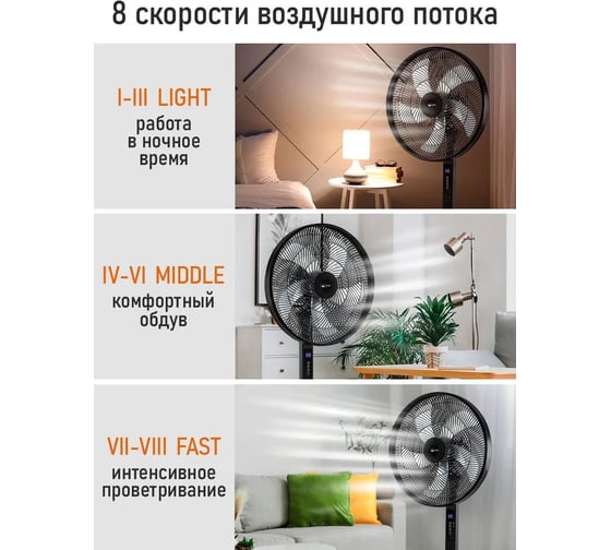Вентилятор напольный HOME ELEMENT HE-FN1207A черный 44354