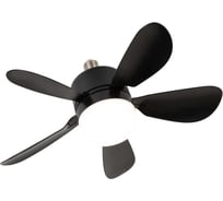 Вентилятор с подсветкой Фарлайт 40 Вт 3 ССТ 2700/4000/6500 K ф520 Е27 черный с ПУ в комплекте FAR000327