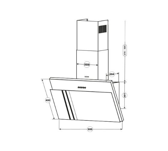 Наклонная вытяжка Centek ширина 60 см, металл, 600 м3/час (68 Вт), 3 скор, LED CT-1826-60 Beige