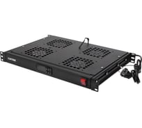 Модуль вентиляторный ONTEK крепление на 19 1U, 4 элемента, электронный термоконтроллер, цифровой термодатчик, черный RAL 9005 F1U4ETDTS-9005