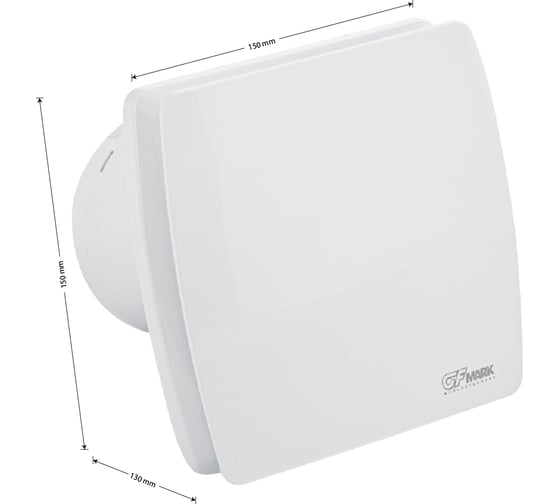 Вытяжной вентилятор GFmark D-100 мм, с обратным клапаном, с таймером и сенсорным датчиком движения, квадратный, закрытый, из АБС пластика, цвет БЕЛЫЙ. 50042
