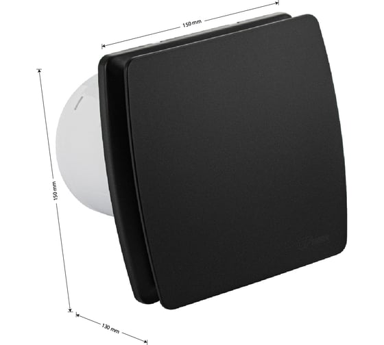 Вытяжной вентилятор GFmark D-100 мм, с обратным клапаном, с таймером и сенсорным датчиком движения, квадратный, закрытый, из АБС пластика, цвет ЧЕРНЫЙ. 50043
