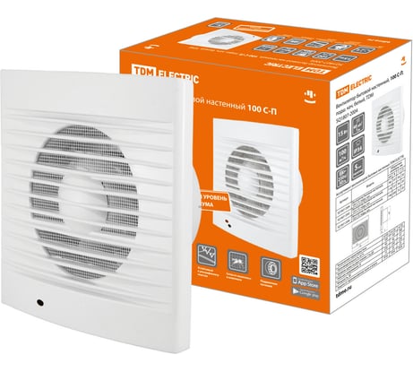 Бытовой настенный вентилятор TDM ELECTRIC 100 С-П, подшипник качения, белый, SQ1807-2004