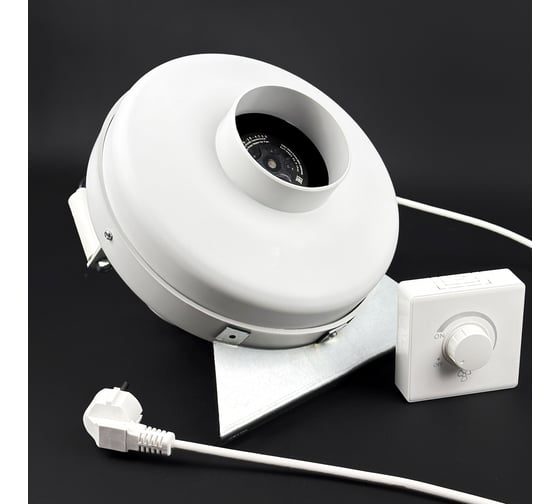 Комплект KRAFTAIR вентилятор канальный круглый с регулятором, вилкой, кронштейном ВКК-100V+регулятор,вилка,кронштейн 1