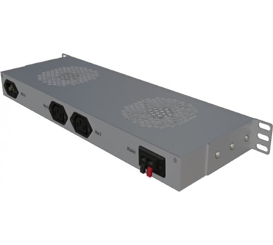 Вентиляторный модуль Hyperline TRFA-MICR-2F-RAL7035 19", 1U, глубиной 170мм, с термостатом 451871