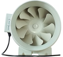 Канальный вентилятор TECHNO HF-200P, 2-х скоростной, D200мм, 690/840м3/час, 274/352Па, пластик, провод 0.6м, 128Вт, 230В 707200