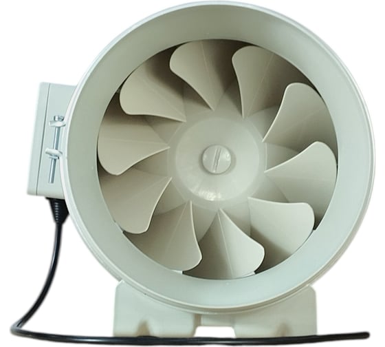 Канальный вентилятор TECHNO HF-200P, 2-х скоростной, D200мм, 690/840м3/час, 274/352Па, пластик, провод 0.6м, 128Вт, 230В 707200