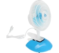 Настольный вентилятор LUAZON LOF-04, 15 Вт, 15 см, 2 режима, пластик, бело-голубой 4021009